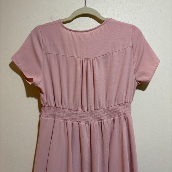 JessaKae Adelaide Smocked Maxi Dress Pink Button Front - Picture 9 of 10